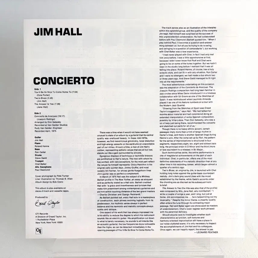 [BUNJANG] Jim Hall Concierto Aranjuez LP Vinyl Record Chet Baker / 재즈명반 Jim Hall 짐 홀 아랑훼즈협주곡 LP 레코드 쳇베이커