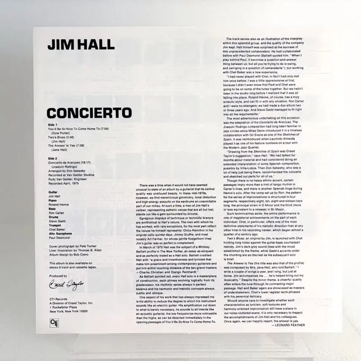 [BUNJANG] Jim Hall Concierto Aranjuez LP Vinyl Record Chet Baker / 재즈명반 Jim Hall 짐 홀 아랑훼즈협주곡 LP 레코드 쳇베이커