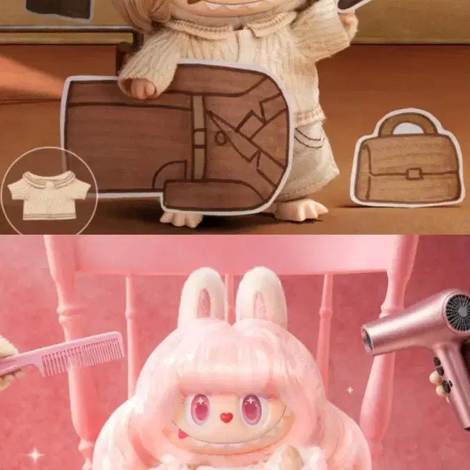[BUNJANG] Labubu Costume Velvet Noon &amp; Warm Oat Set / 무료배송) 라부부 헤어살롱 벨벳눈(velvet noon) &amp; 웜오트 (warm oat) 2개세트 모코코