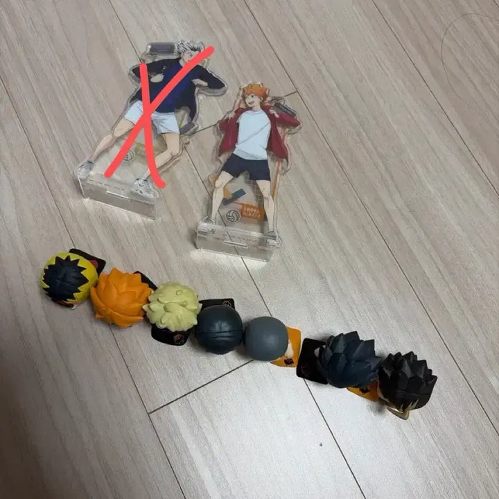 [BUNJANG] Haikyu!! Hinata &amp; Bokuto Acrylic Stand Set with Onemutan Gacha Figures and Keychains / 하이큐 아크릴스탠드 히나타 보쿠토 오네무탄