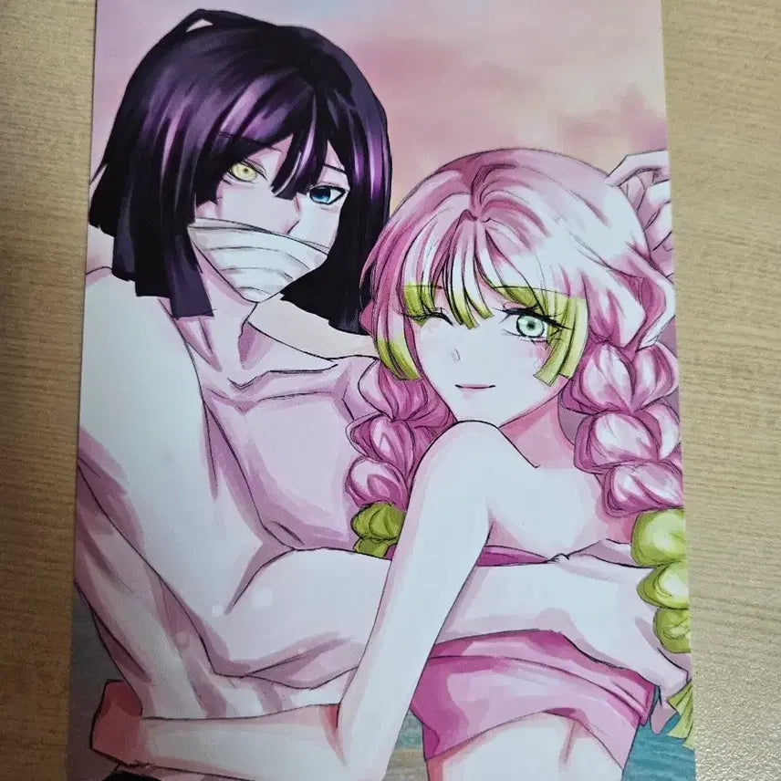 [BUNJANG] Kimetsu no Yaiba Obanai Mitsuri Swimsuit Illustration Postcard / 귀멸의 칼날 오바나이 미츠리 오바미츠 수영복 일러스트 엽서 (비공식 굿즈)