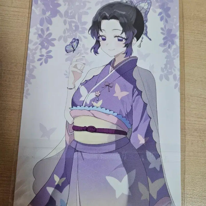 [BUNJANG] Kocho Shinobu Illustration Postcard (Unofficial Goods) / 귀멸의 칼날 보라색 기모노 코쵸우 시노부 일러스트 엽서 (비공식 굿즈)