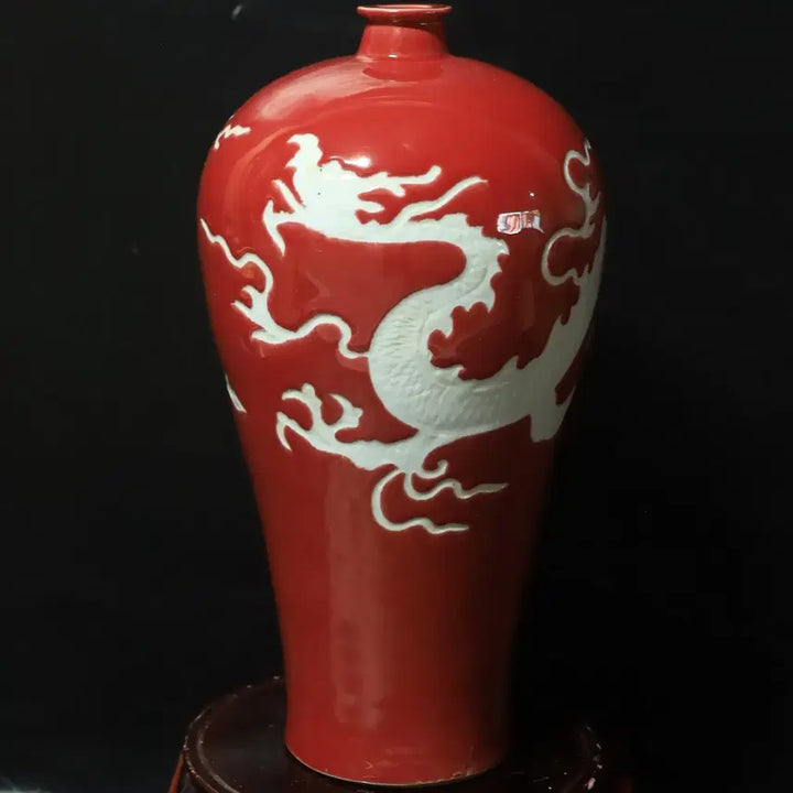 [BUNJANG] Chinese Celadon Porcelain Vase with Dragon Motif / 중국 도자기 홍유 용문매병