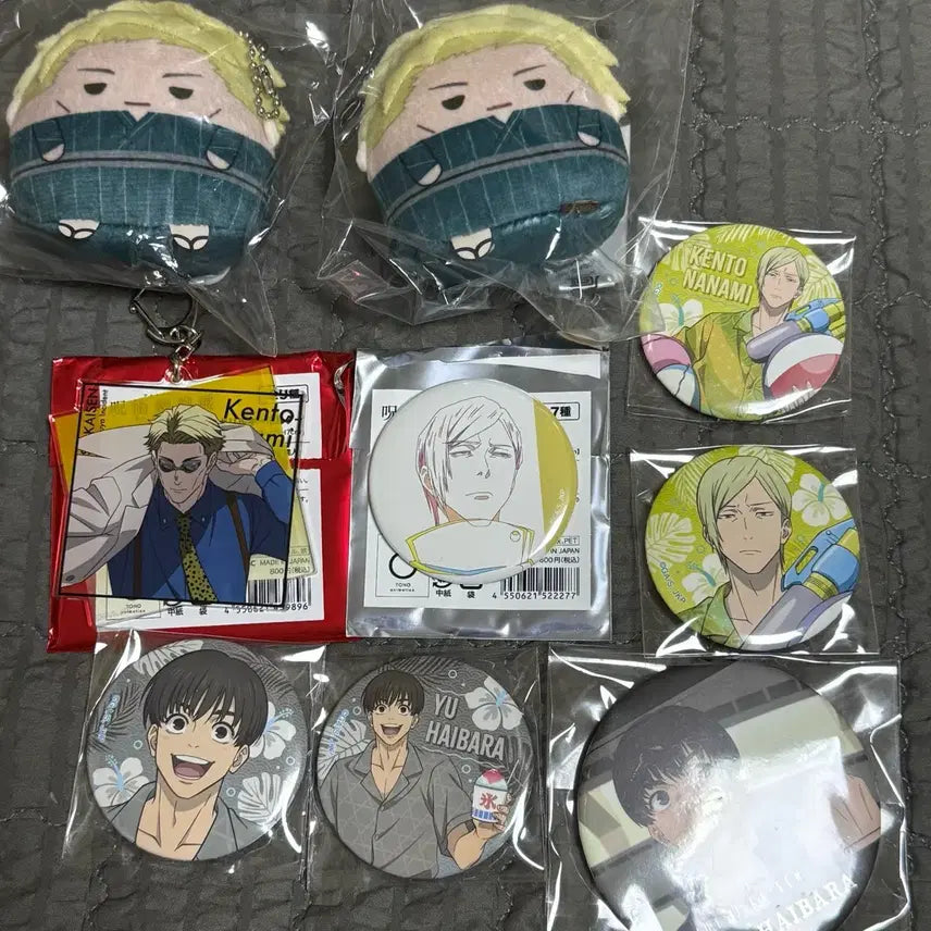 [BUNJANG] Jujutsu Kaisen Nanami &amp; Haibara Can Badge &amp; Acrylic Keychain Set / 주술회전 나나미 하이바라 캔뱃지 쿠지 후와코로링 전시회 캔뱃지 아크릴 키링