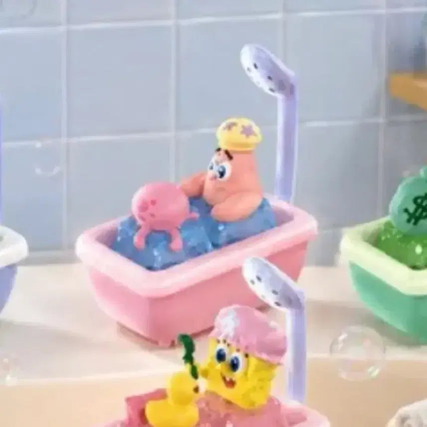 [BUNJANG] SpongeBob &amp; Patrick Star Bath Figure Keycaps / 스폰지밥.뚱이 키캡 목욕 피규어