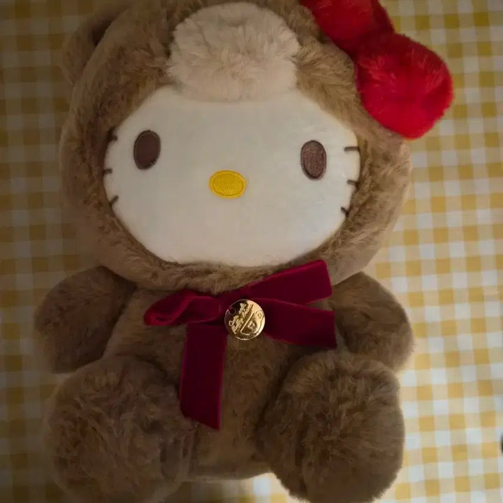 [BUNJANG] Hello Kitty Bear Plush Brown Red Ribbon 28cm / 헬로키티 곰돌이 인형 갈색 레드 리본 28cm (새상품)