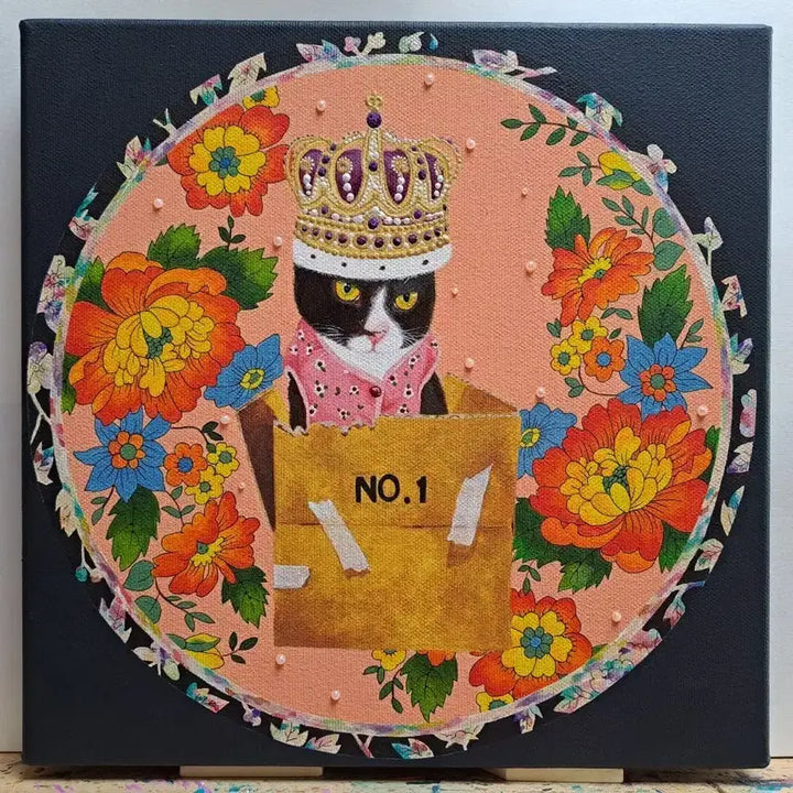 [BUNJANG] Crown Cat Acrylic Framed Artwork / 왕관쓴 고양이 아크릴 그림액자입니다