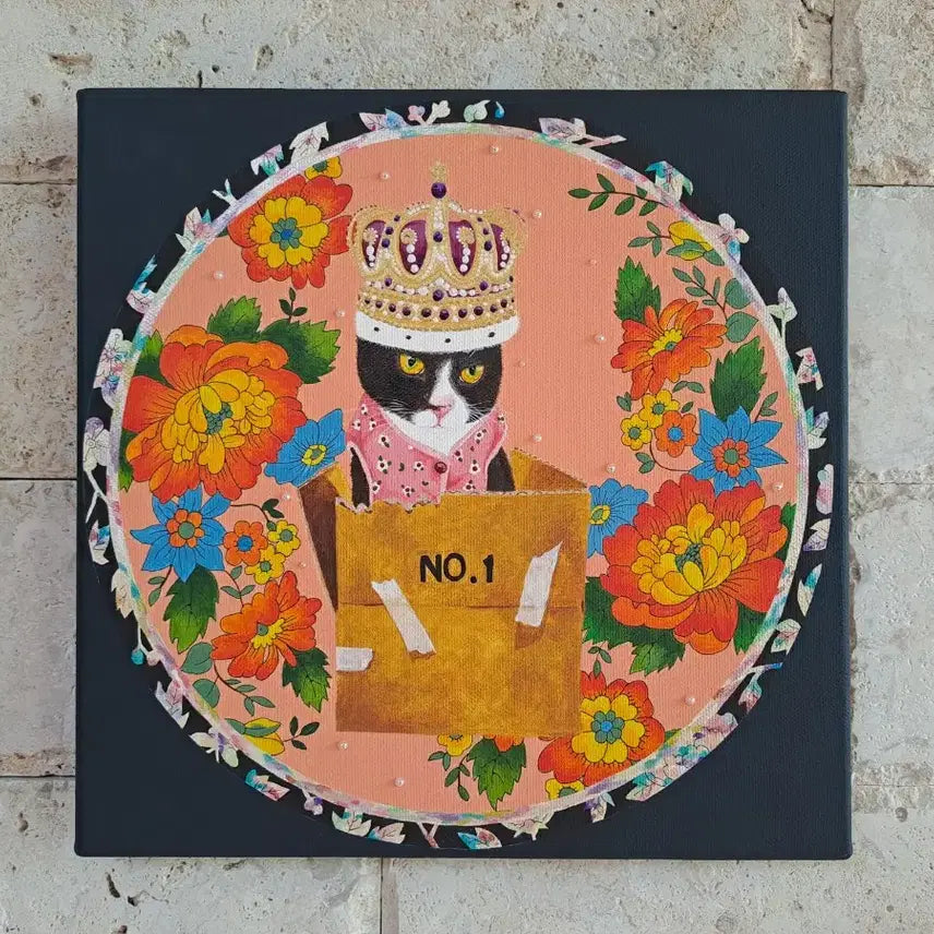 [BUNJANG] Crown Cat Acrylic Framed Artwork / 왕관쓴 고양이 아크릴 그림액자입니다