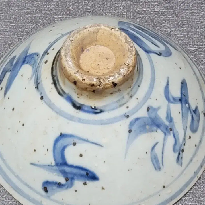 [BUNJANG] Antique White Porcelain Celadon Inlaid Tea Bowl / 백자 청화 명문 다완 골동품