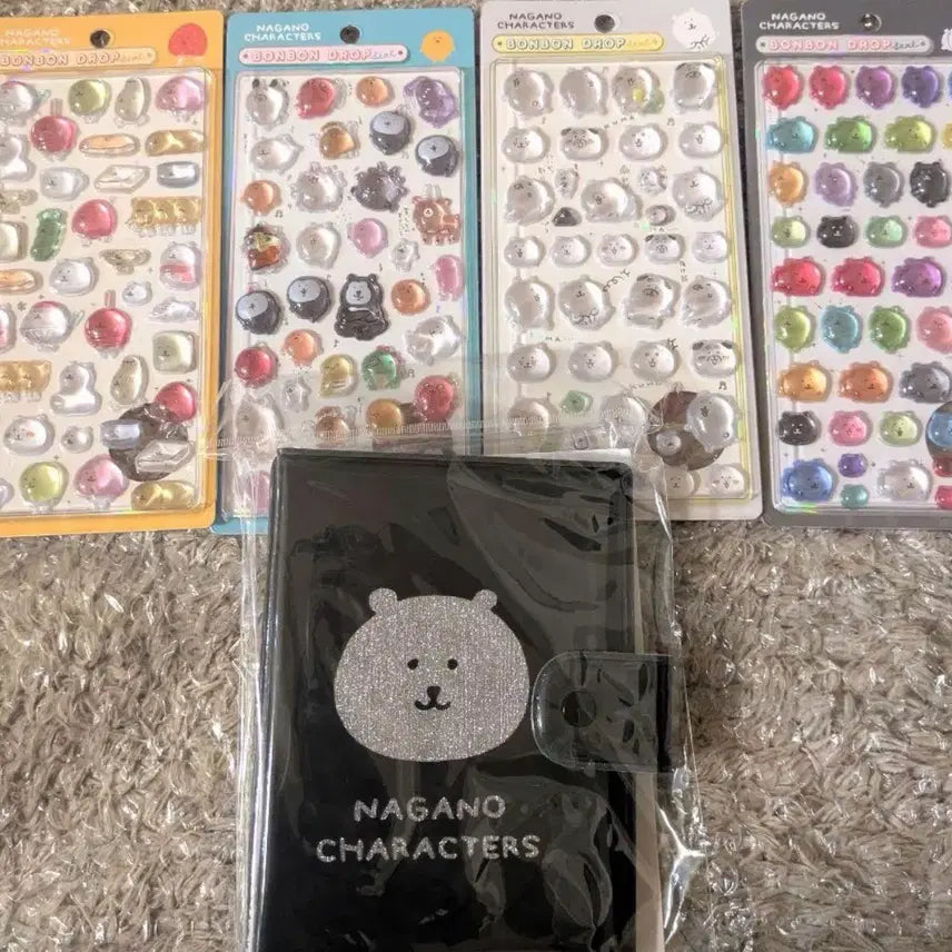 [BUNJANG] Nongdamgom Japan New Collection Bongbong Drop Stickers 4pcs + Sticker Book Set / 농담곰 일본 신상 봉봉드롭 스티커 4개 + 스티커북 세트 일괄 새상품
