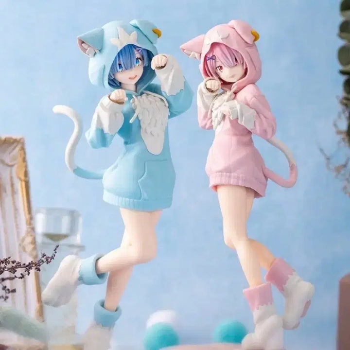[BUNJANG] Re:Zero Rem Ram Cat Hoodie Figure Bundle Set (Sealed) / 일괄) 리제로 렘 람 고양이 후드 피규어