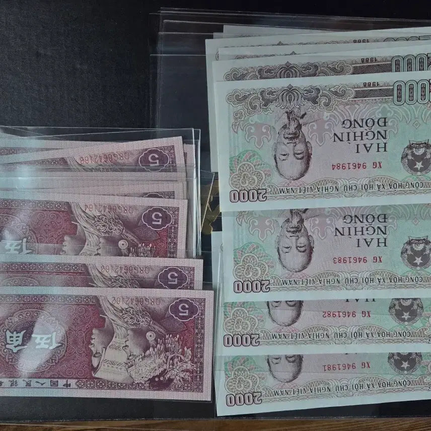 [BUNJANG] Vietnam 2000 Dong &amp; 5 Dong Banknote Set / 베트남 2000동 / 5각 지폐 세트