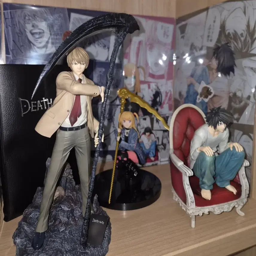 [BUNJANG] Death Note Ichiban Kuji Light Yagami, L, Misa Figure &amp; Acrylic Block Bundle Set / 데스노트 제일복권 라이토+엘+미사 피규어+아크릴블럭+ 실물 데스노트 세트