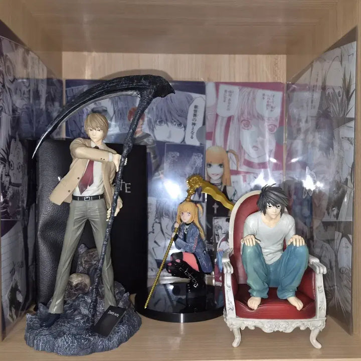[BUNJANG] Death Note Ichiban Kuji Light Yagami, L, Misa Figure &amp; Acrylic Block Bundle Set / 데스노트 제일복권 라이토+엘+미사 피규어+아크릴블럭+ 실물 데스노트 세트