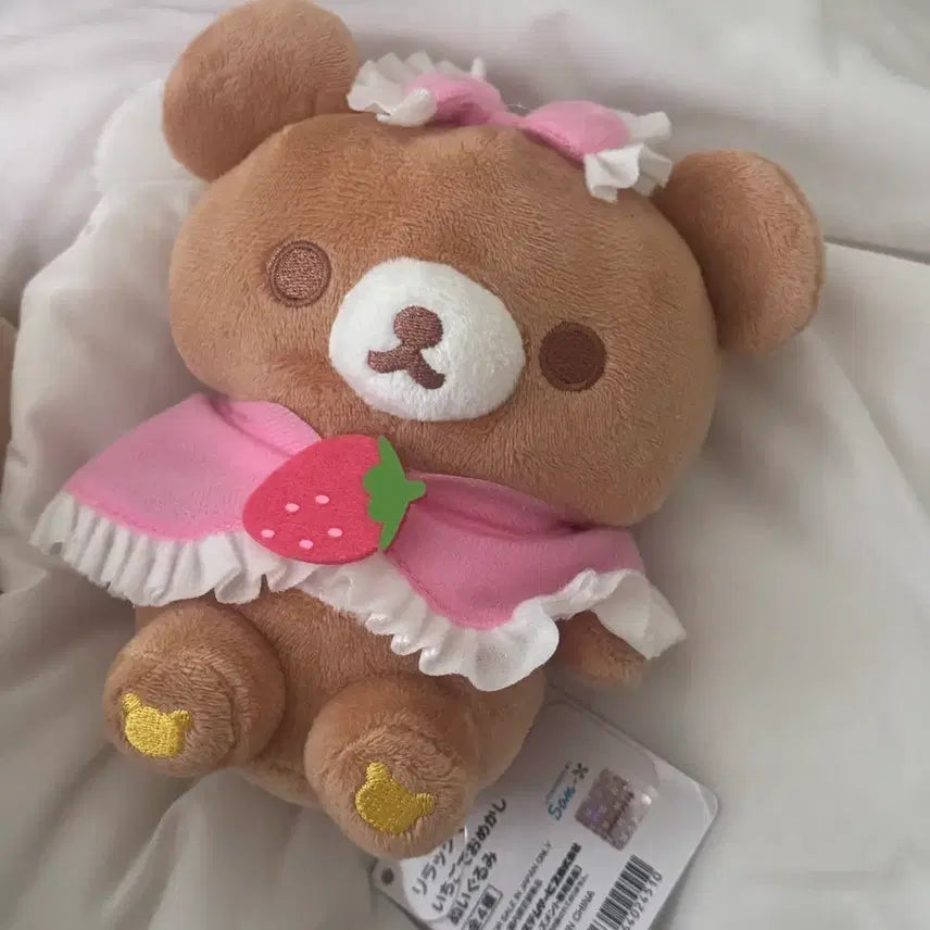 [BUNJANG] San-X Ichigo Koguma Strawberry Cape Plush / 산엑스 딸기 망토 이치고 코구마  리본