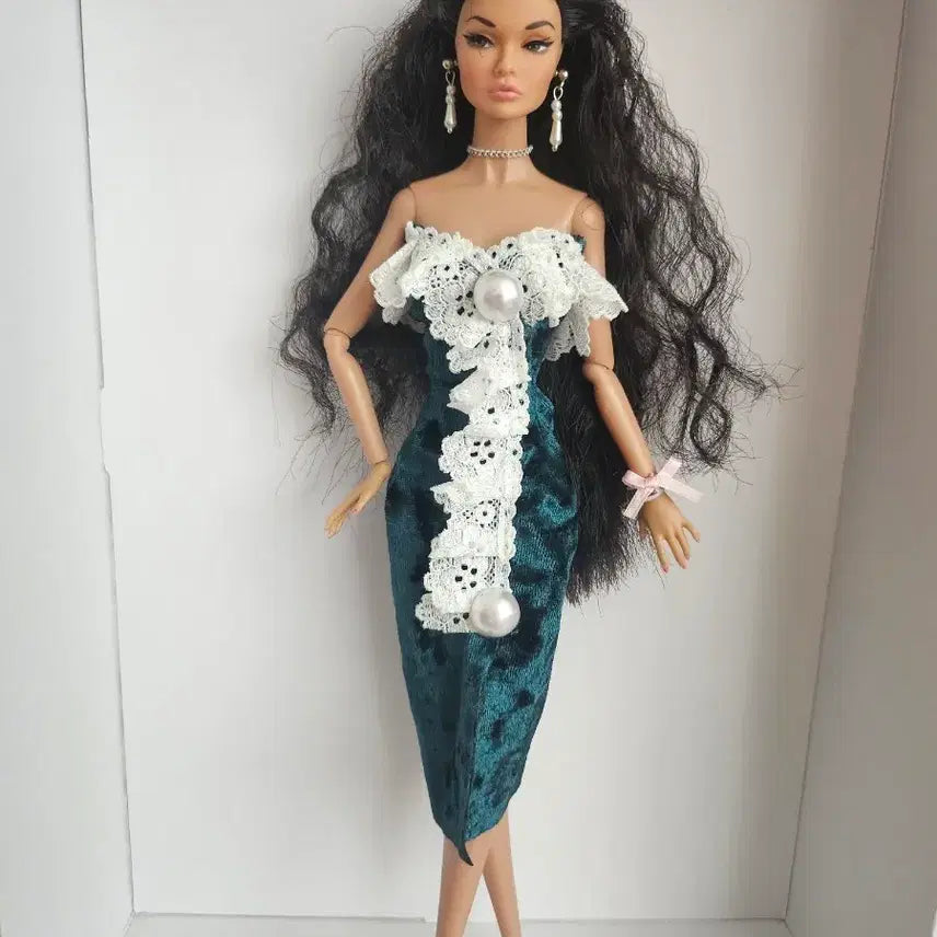 [BUNJANG] Pearl Velvet Dress / 포피파커, 실크스톤, 바비,미미,제니 옷