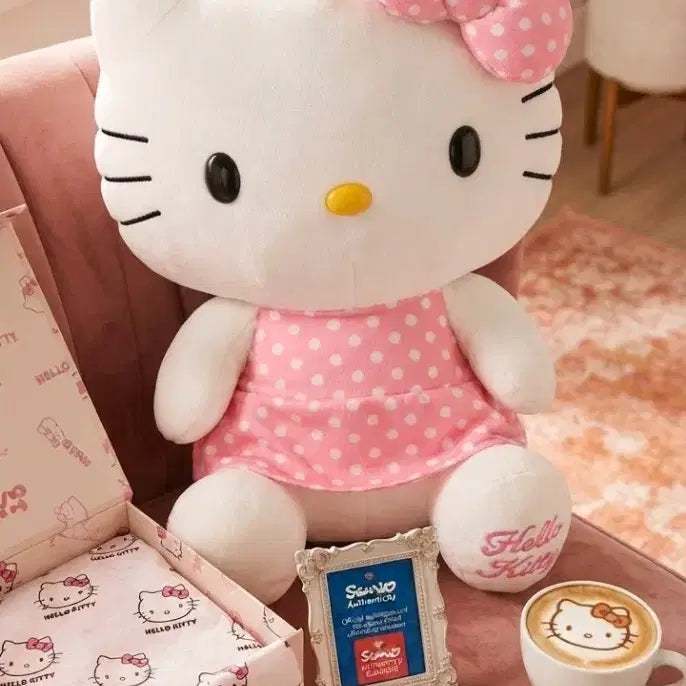 [BUNJANG] Hello Kitty Large Plush Pink Dot / 헬로키티 대형 인형 핑크 도트