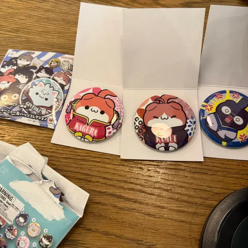 [BUNJANG] Gintama Nyangon Mega Cat Can Badge Set - Kamui, Kagura, Shinpachi / 은혼 냥혼 메가캣 캔뱃지 카무이 카구라 신파치 일괄