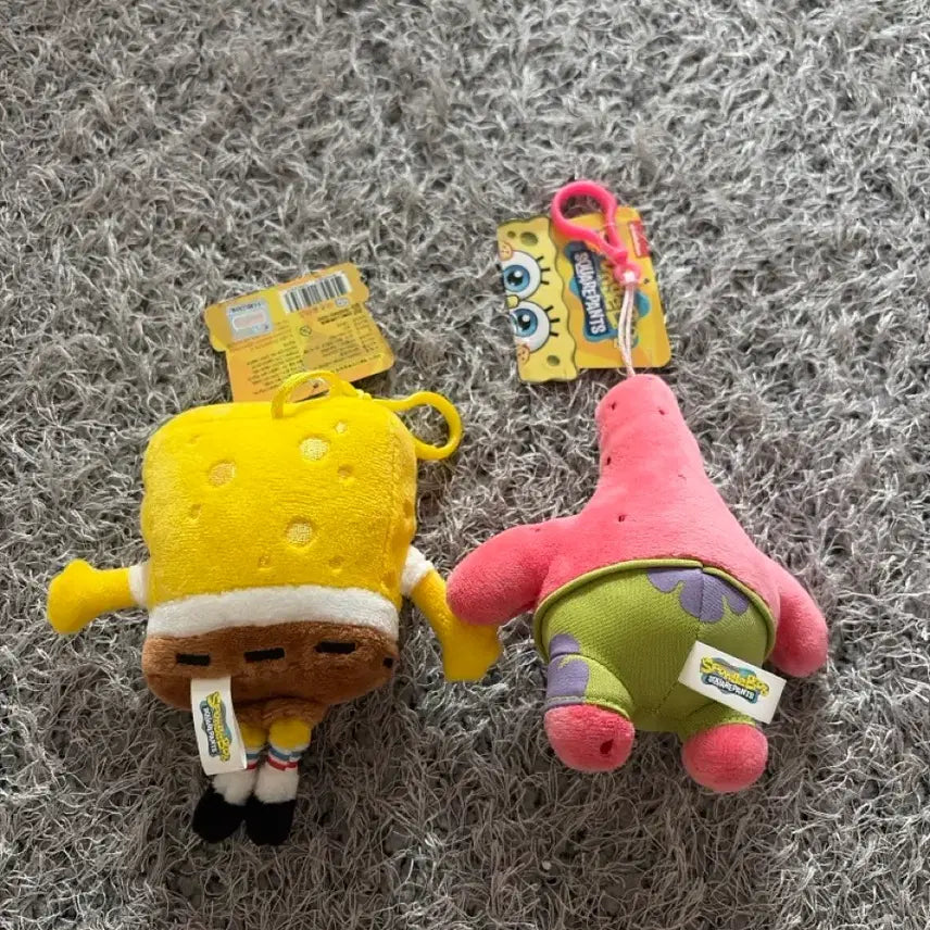 [BUNJANG] SpongeBob SquarePants Patrick Star Doll Keychain Set / 스폰지밥 뚱이 인형 키링 2종 세트
