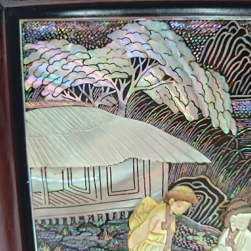 [BUNJANG] 1970s Korean Mother of Pearl Inlaid Celadon Vase Wall Art / NO.82 70S빈티지 한국전통 세절자개 입체 나전칠기 액자