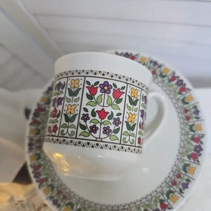 [BUNJANG] Royal Doulton Fireglow TC1080 Vintage Cup and Saucer Set (Set of 2) / 빈티지 영국 찻잔2조세트(무배송