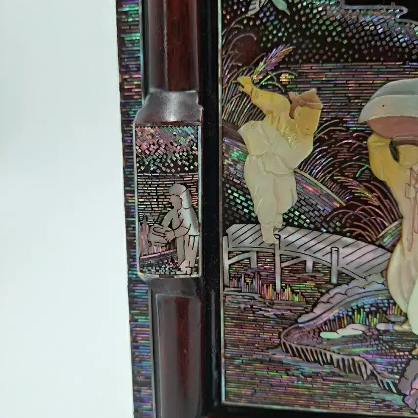 [BUNJANG] 70s Vintage Korean Mother of Pearl Inlaid Cabinet Panel Wall Art / NO.80 70S빈티지 한국전통 세절자개 입체 나전칠기 액자