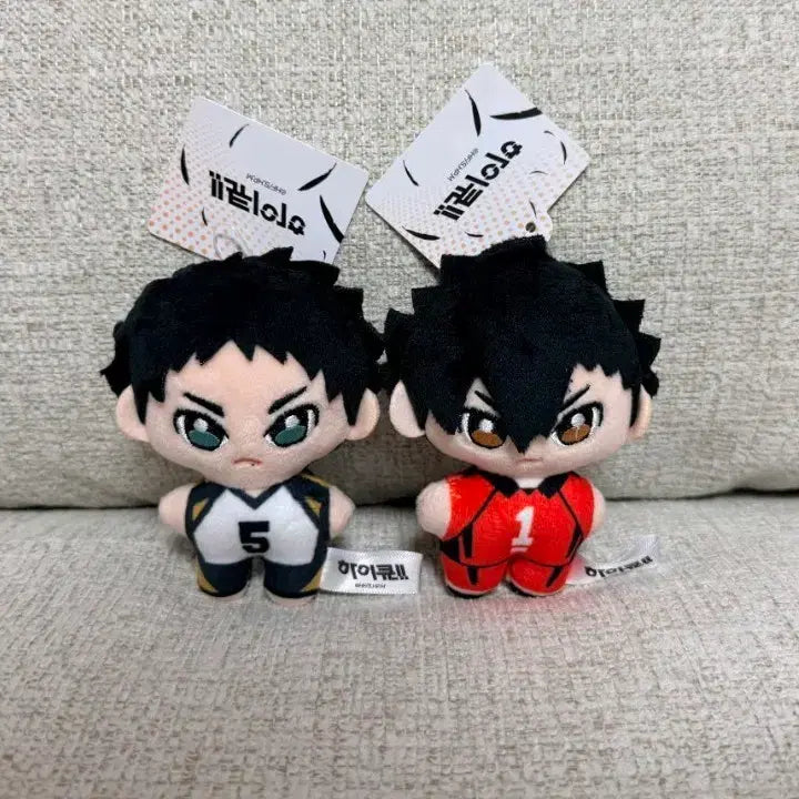 [BUNJANG] Haikyuu!! Akaashi Keiji &amp; Kuroo Tetsurou 10cm Keychain Plush Set / 정품 하이큐 아카아시 케이지 쿠로오 테츠오 10cm 키링인형