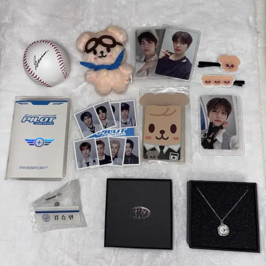 [BUNJANG] Stray Kids Seungmin Pilot Perfume Necklace Photocard Bundle / 스트레이키즈 스키즈 파일럿 승민 일괄 퍼핌 목걸이 증사 포카 머리핀 포카홀더 여권 명찰