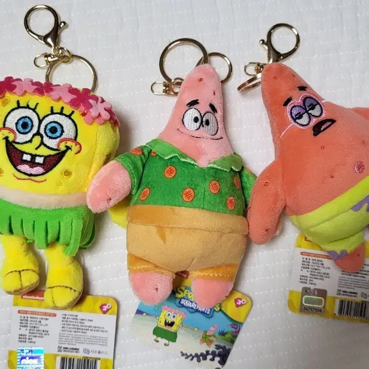 [BUNJANG] SpongeBob SquarePants Patrick Star Plush Keychain Set / 스폰지밥 뚱이 인형 키링 3종 세트
