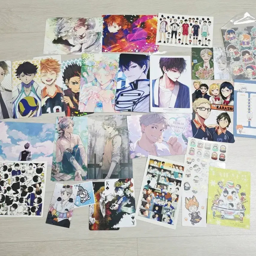 [BUNJANG] Haikyuu!! Unofficial Illustration Postcard &amp; Sticker Set / 하이큐 비공식 일러스트 엽서, 스티커 세트