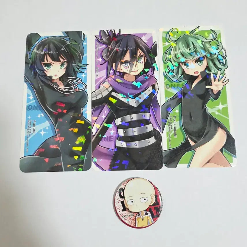 [BUNJANG] One-Punch Man Card and Badge Set / 원펀맨 카드 3종 뱃지 세트