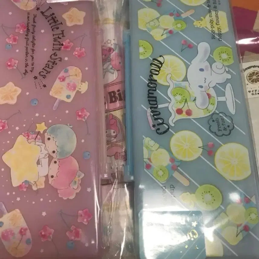 [BUNJANG] Sanrio Little Twin Stars Cinnamoroll Pencil Case &amp; Sticker Set / 산리오 리틀트윈스타 시나모롤 필통 스티커