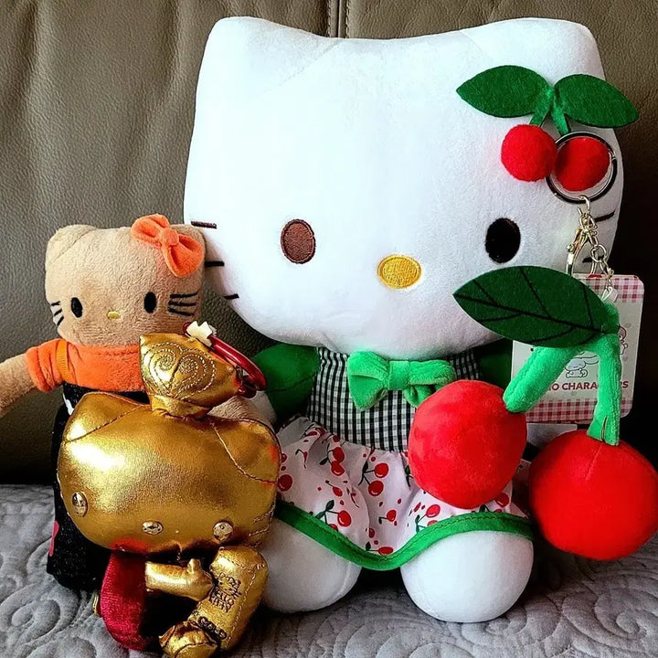 [BUNJANG] Sanrio Hello Kitty Cherry Pattern Plush Set (4 Types) / 산리오 정품 헬로키티 인형 체리 패턴 4종 세트(새상품)