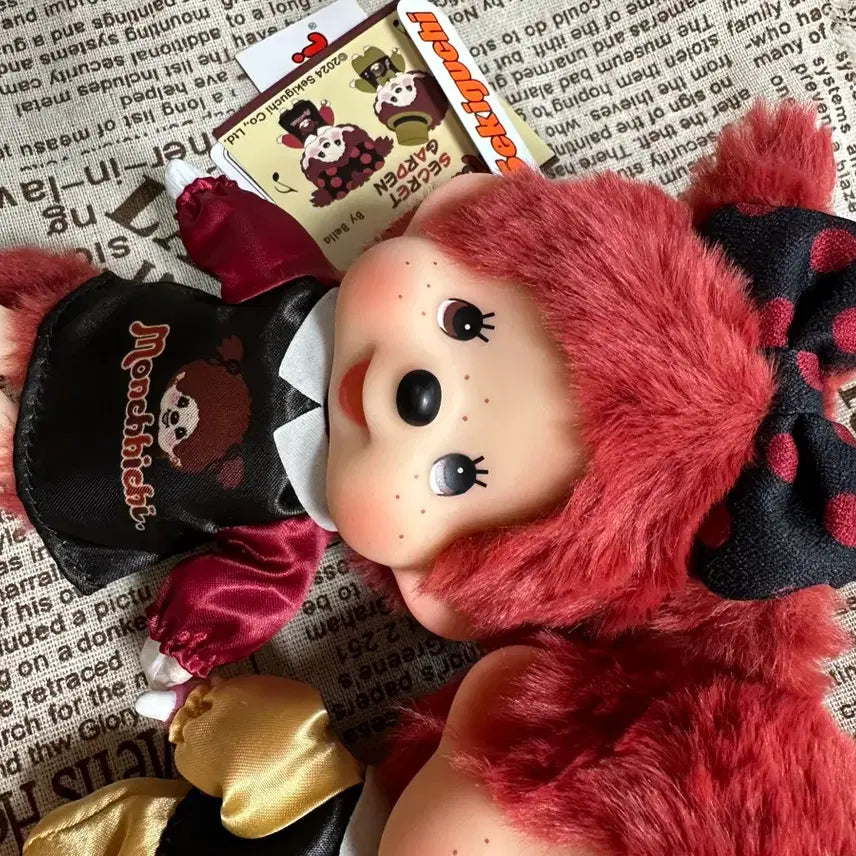 [BUNJANG] Monchhichi Secret Garden Cherry Red Keyring Set / 몬치치 시크릿가든 체리레드 키링 세트