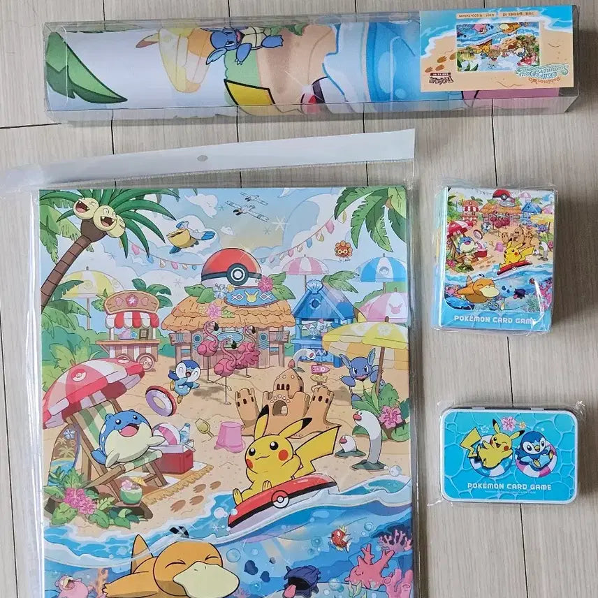 [BUNJANG] Pokemon TCG Chilling Beach Supply 4-Type Set (Playmat, Collection File, Tin Case, Deck Case) / 포켓몬 카드 부산팝업 칠링 비치 서플라이 4종세트(매트 컬렉션 덱&amp;틴 케이스)