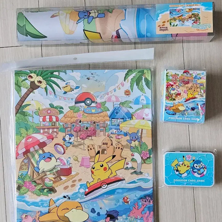 [BUNJANG] Pokemon TCG Chilling Beach Supply 4-Type Set (Playmat, Collection File, Tin Case, Deck Case) / 포켓몬 카드 부산팝업 칠링 비치 서플라이 4종세트(매트 컬렉션 덱&amp;틴 케이스)