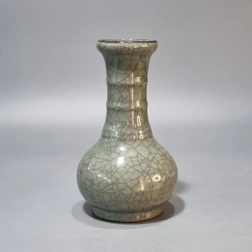 [BUNJANG] Goryeo Dynasty Celadon Vase with Bamboo Joint Design / 과학감정 관요 청유빌렬 죽절 장경병. 고22.5