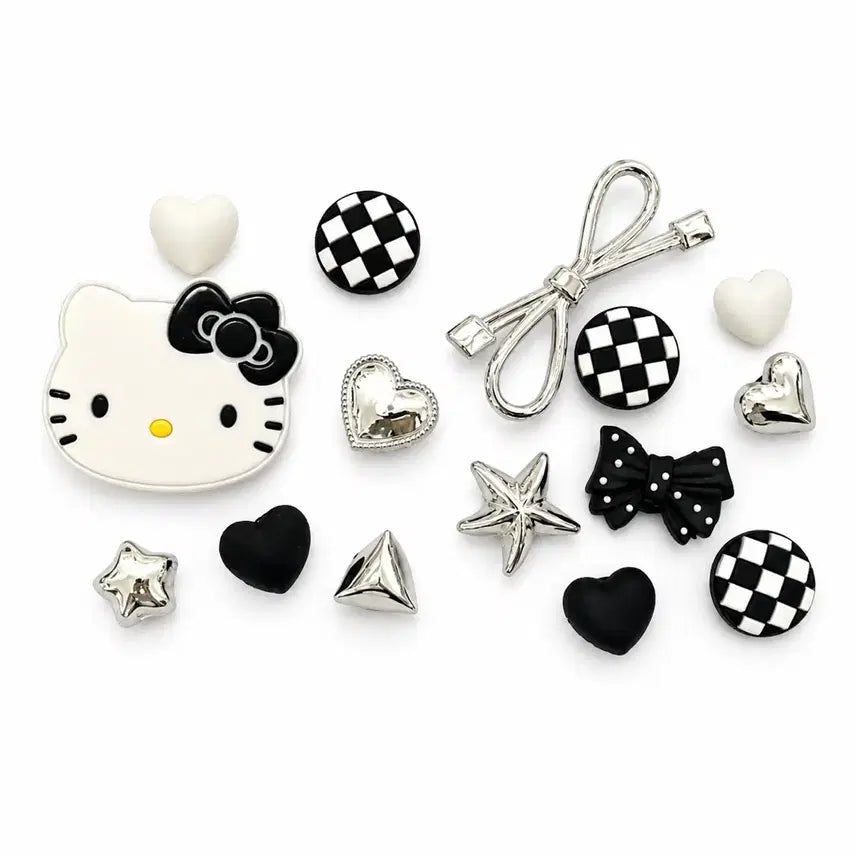 [BUNJANG] Hello Kitty GIBBITZ 15P Set (Black &amp; White) / 키티 지비츠 15개(블랙&amp;화이트)