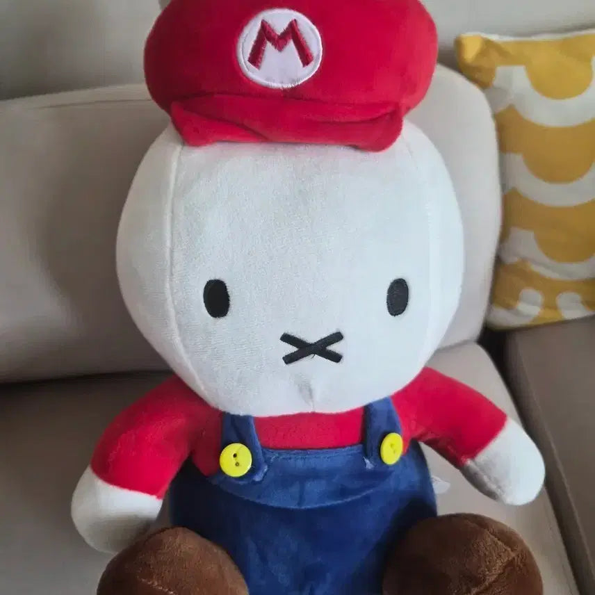[BUNJANG] Miffy Mario Costume Medium Plush Doll / 미피 마리오 코스튬 중형 인형
