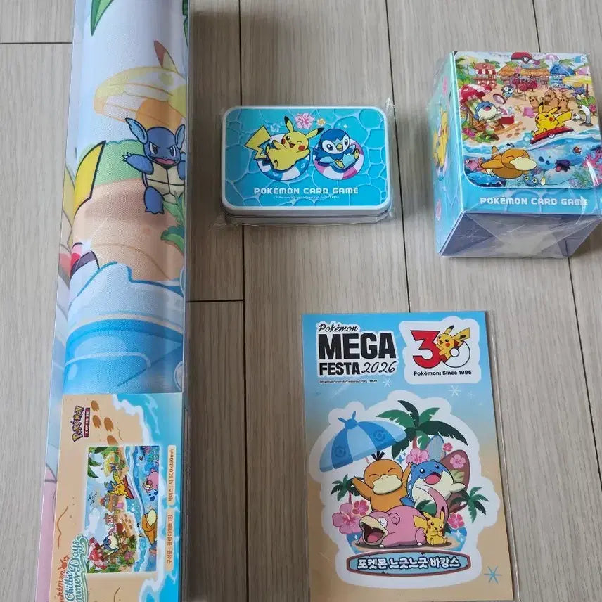 [BUNJANG] Pokemon Card Busan Pop-Up Chilling Beach Supply 3-Set (Playmat, Deck Case, Tin Case) / 특전)포켓몬 카드 부산팝업 칠링 비치 서플라이 3종세트(플레이매트 덱케이스 틴 케이스)
