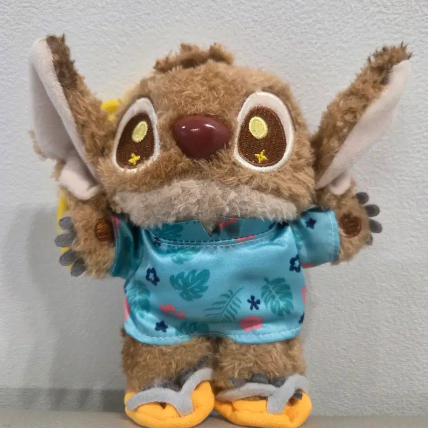 [BUNJANG] Disney Stitch Hawaiian Shirt Plush Keychain / 디즈니 스티치 하와이안 셔츠 인형 키링
