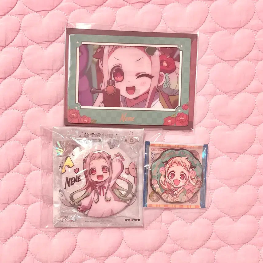 [BUNJANG] Jibaku Shonen Hanako-kun Yashiro Nene Can Badge &amp; Card Set / 지박소년 하나코군 지하군 야시로 네네 캔뱃지 카드