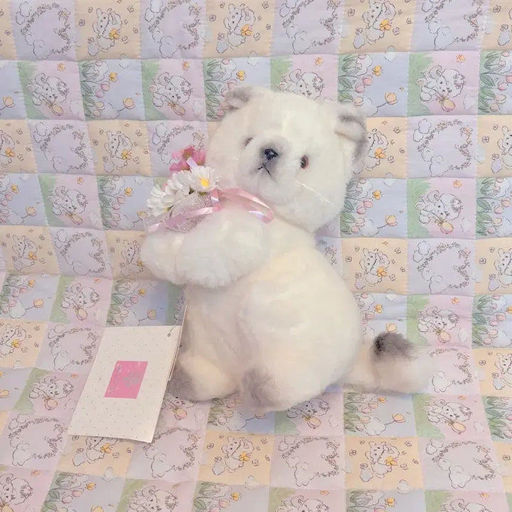 [BUNJANG] Oike Flower Cat Doll Vintage / 고전 오이케 꽃든 고양이 인형 빈티지인형