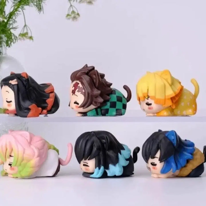 [BUNJANG] Demon Slayer Cat Mode Figure Set (6 Types, Sealed) / 귀멸의칼날 피규어 고양이 모드 미개봉 6종 세트로 일괄 판매합니다.