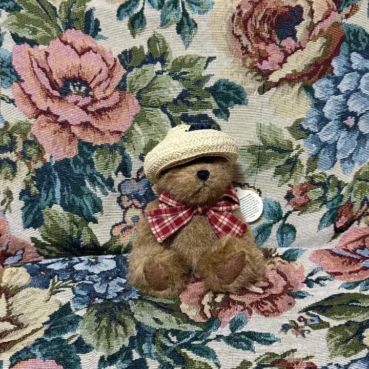[BUNJANG] Boys Bear Straw Hat Mini Plush / 보이즈 베어 곰인형 밀짚 미니