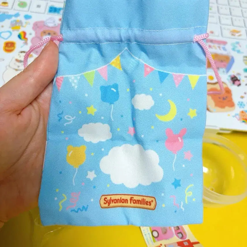 [BUNJANG] Sylvanian Families Lucky Bag String Pouch Blue / 실바니안 가챠 복주머니 스트링 파우치 주머니 블루
