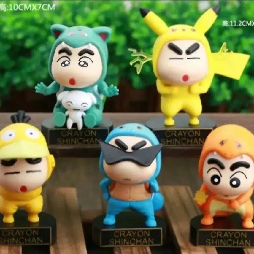 [BUNJANG] Crayon Shin-chan Pokemon Cosplay Figure 5-Piece Set (Sealed) / 짱구 포켓몬스터 코스프레 피규어 미개봉 5종 세트로 일괄 판매합니다.