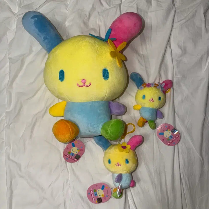 [BUNJANG] Sanrio Usahana Medium Plush Bag with Flower Wreath Keychain Set / 산리오 우사하나 가방 중형 인형 화관 키링 새상품 일괄 판매