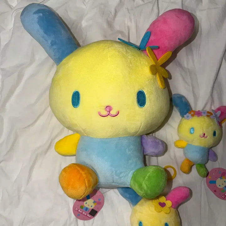 [BUNJANG] Sanrio Usahana Medium Plush Bag with Flower Wreath Keychain Set / 산리오 우사하나 가방 중형 인형 화관 키링 새상품 일괄 판매