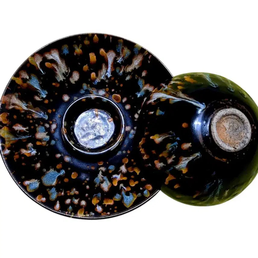 [BUNJANG] Song Dynasty Jian Ware Black Glaze "Tenmoku" Tea Bowl with Saucer / 송대 건요흑유천목잔.잔탁 다완